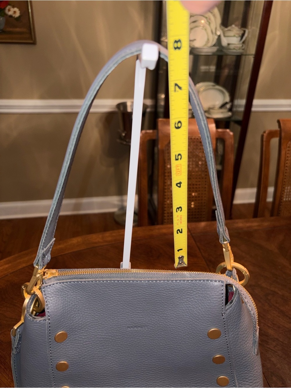 NWOT Hammitt Bluish Gray Leather Shoulder Bag with Gold Stud Accents MSRP$495 - Picture 12 of 15